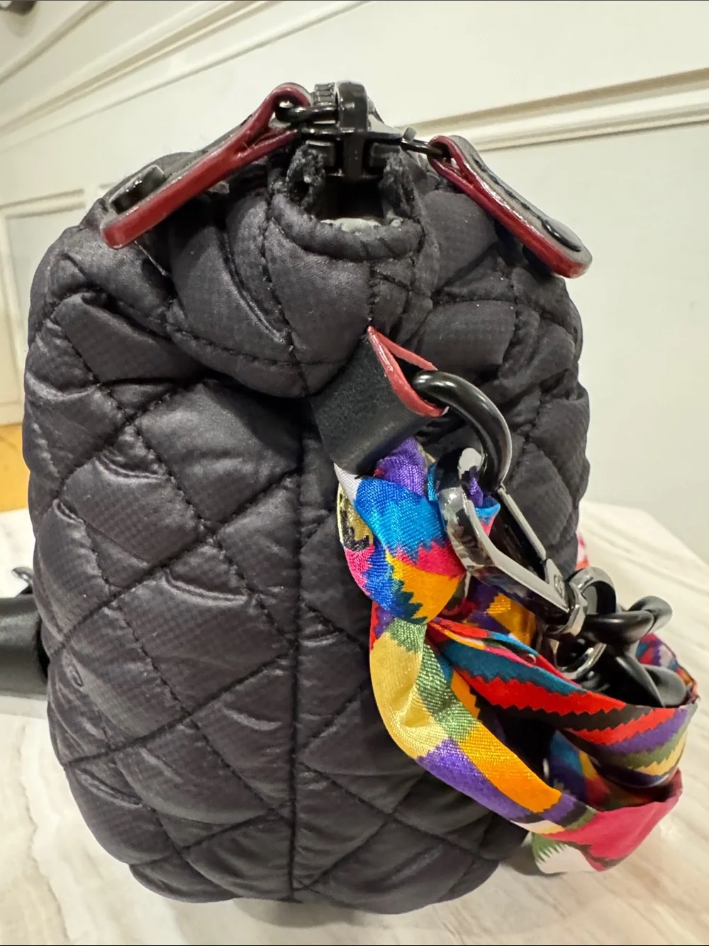MZ Wallace Bag Mini Crosby Black Chain Quilted Crossbody EUC